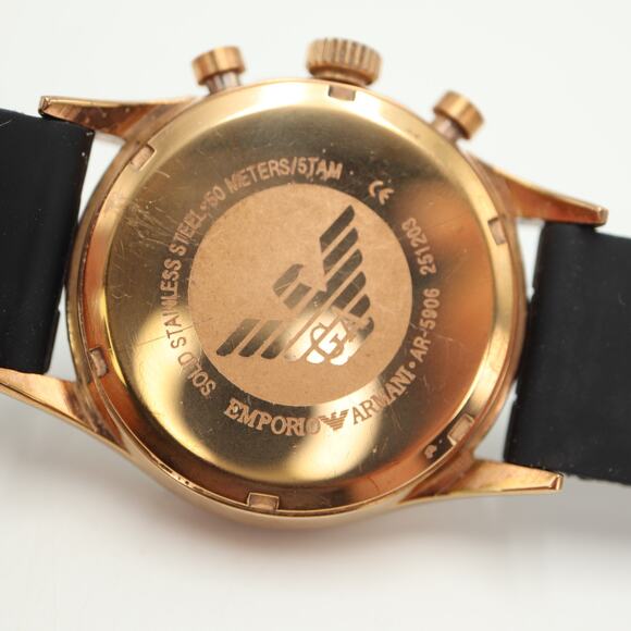 Emporio Armani Unisex Tazio Chronograph 38mm Watch Black Silicone w New Battery - Picture 15 of 16